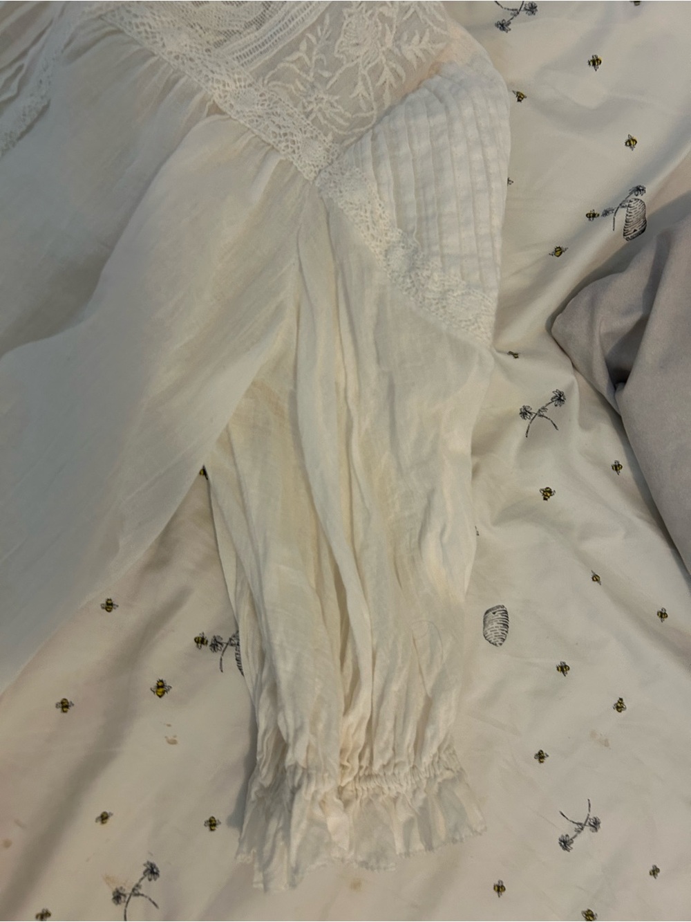 Zara Delicate Lace-Trim Button Front Blouse in Ivory - Picture 8 of 10